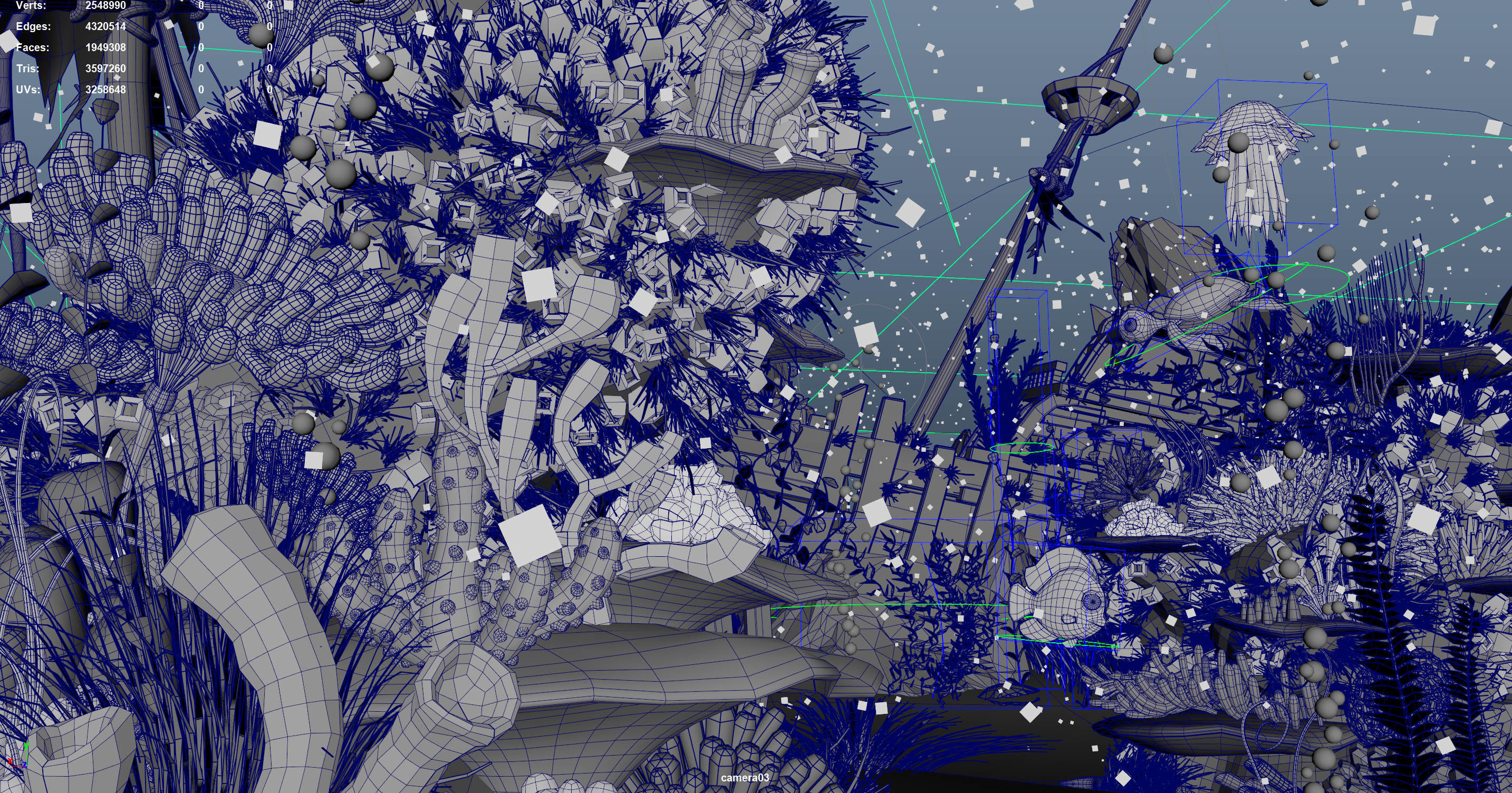 Cartoon Underwater Scene Rigged Animated Maya 3D model_22