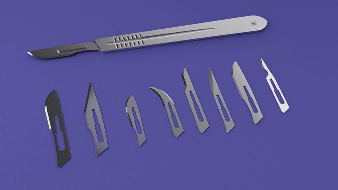 Surgical scalpel and scalpel blades  3D model