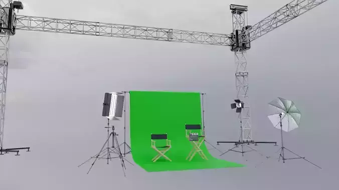 Collection of Low Poly PBR Studio Camera Props Low-poly 3D model