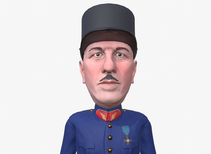 De Gaulle caricature Low-poly 3D model