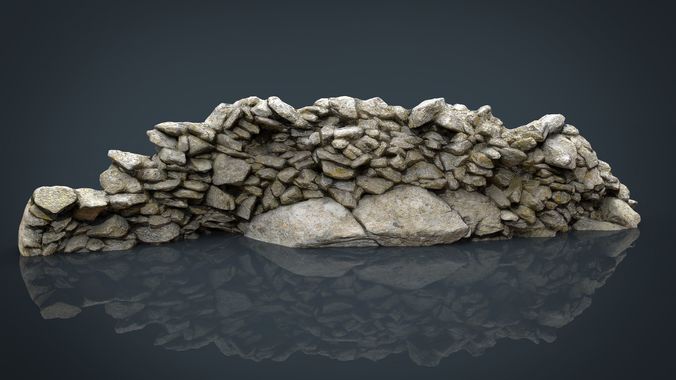 Stone Wall Low-poly 3D model