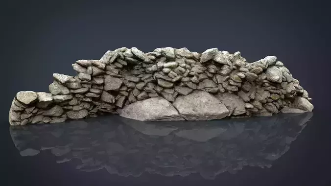 Stone Wall Low-poly 3D model