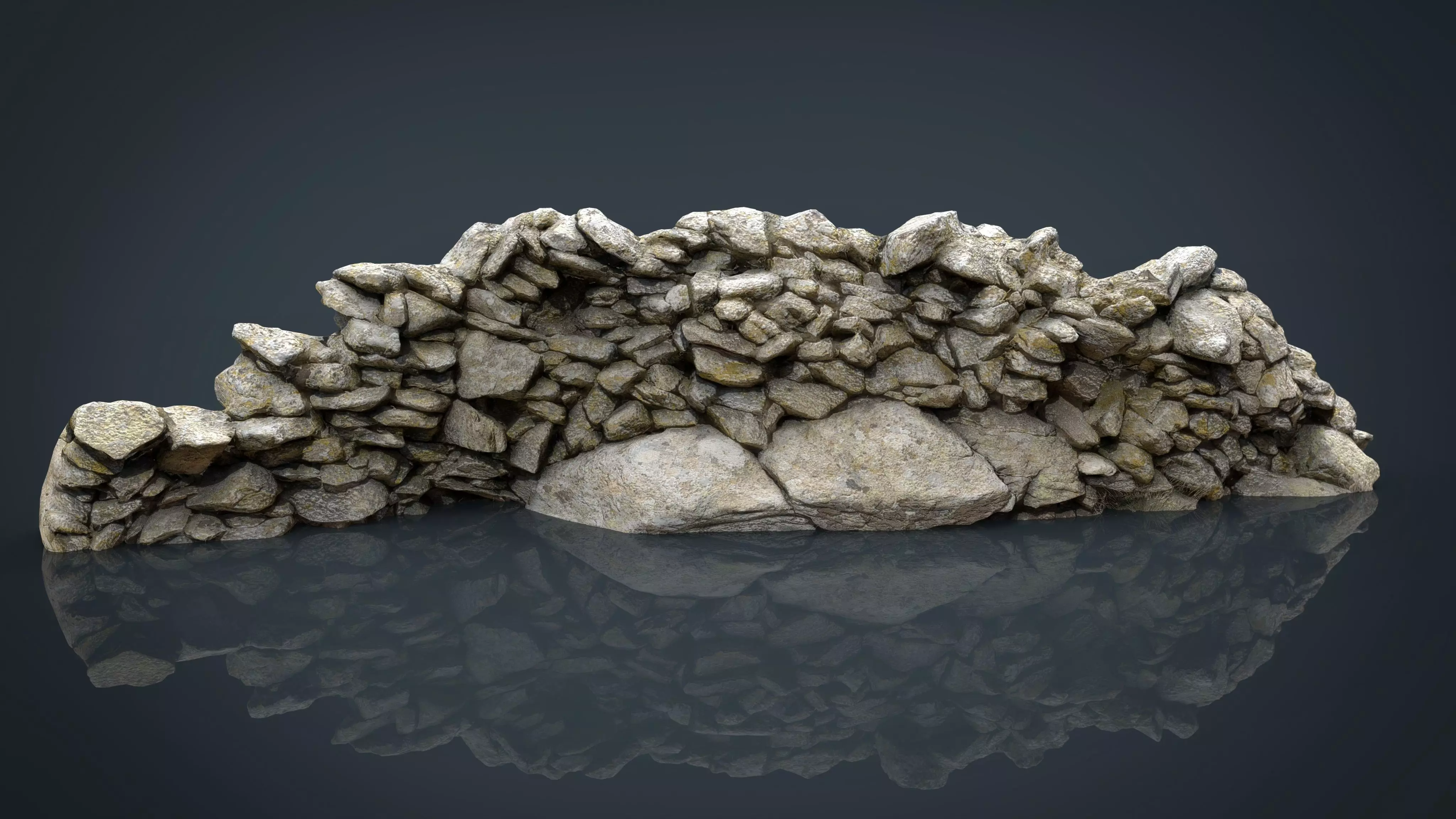 Stone Wall Low-poly 3D model