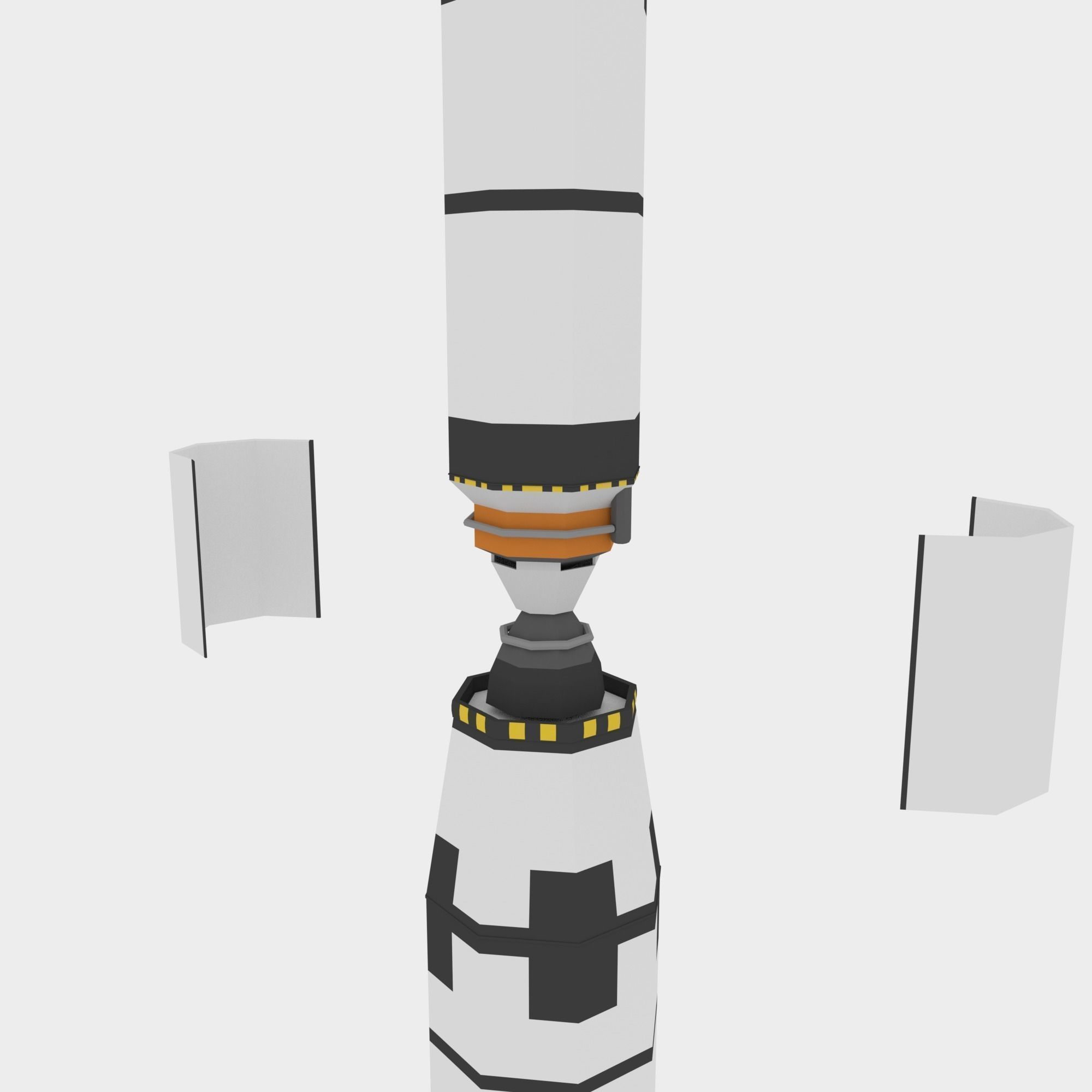 LowPoly Three Stage Rocket Low-poly 3D model_3