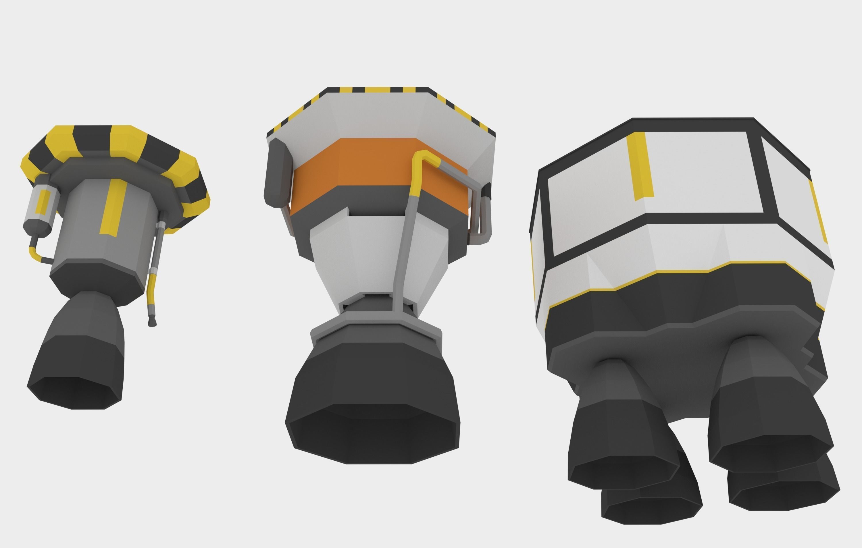 LowPoly Three Stage Rocket Low-poly 3D model_8