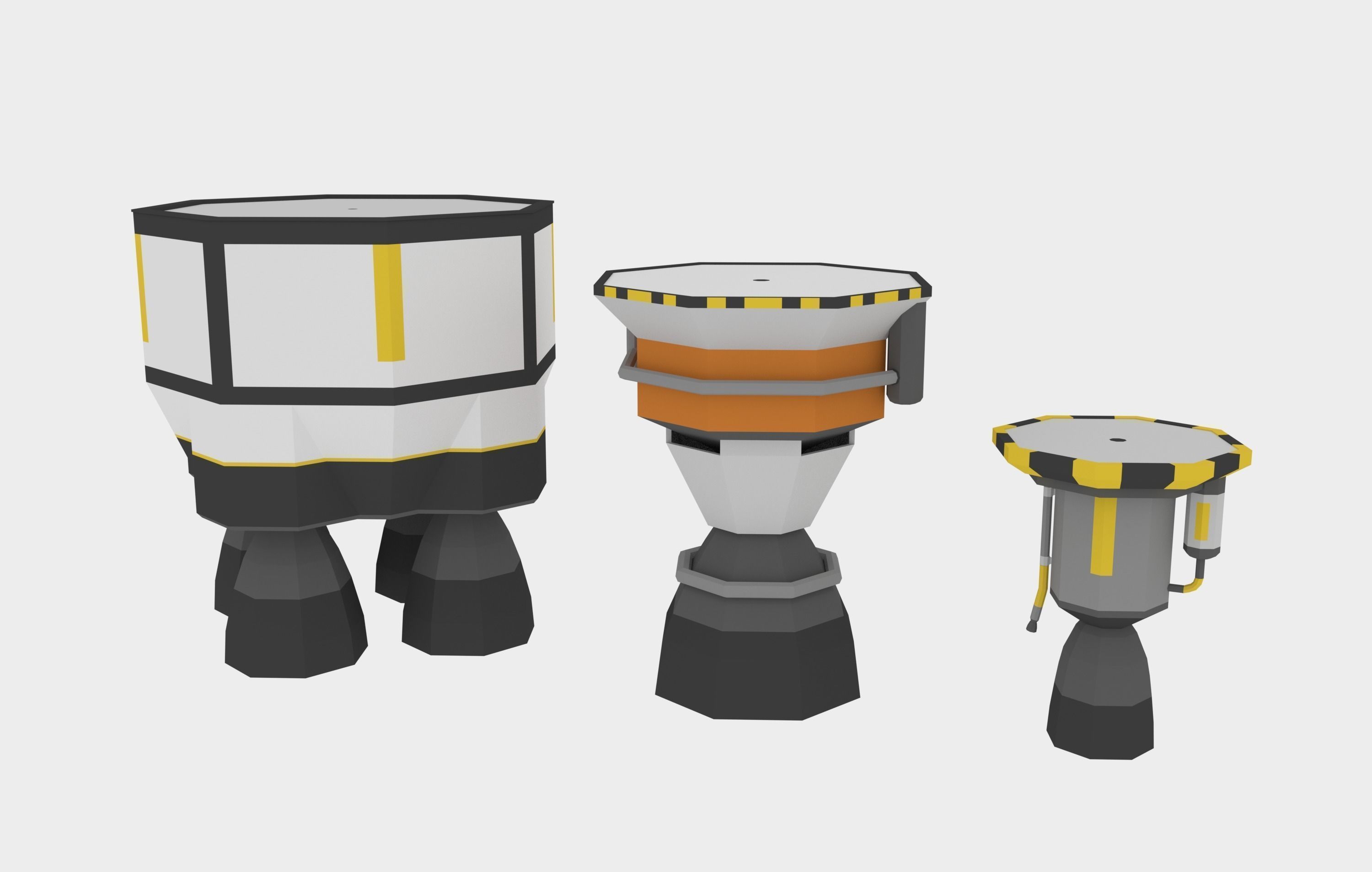 LowPoly Three Stage Rocket Low-poly 3D model_5