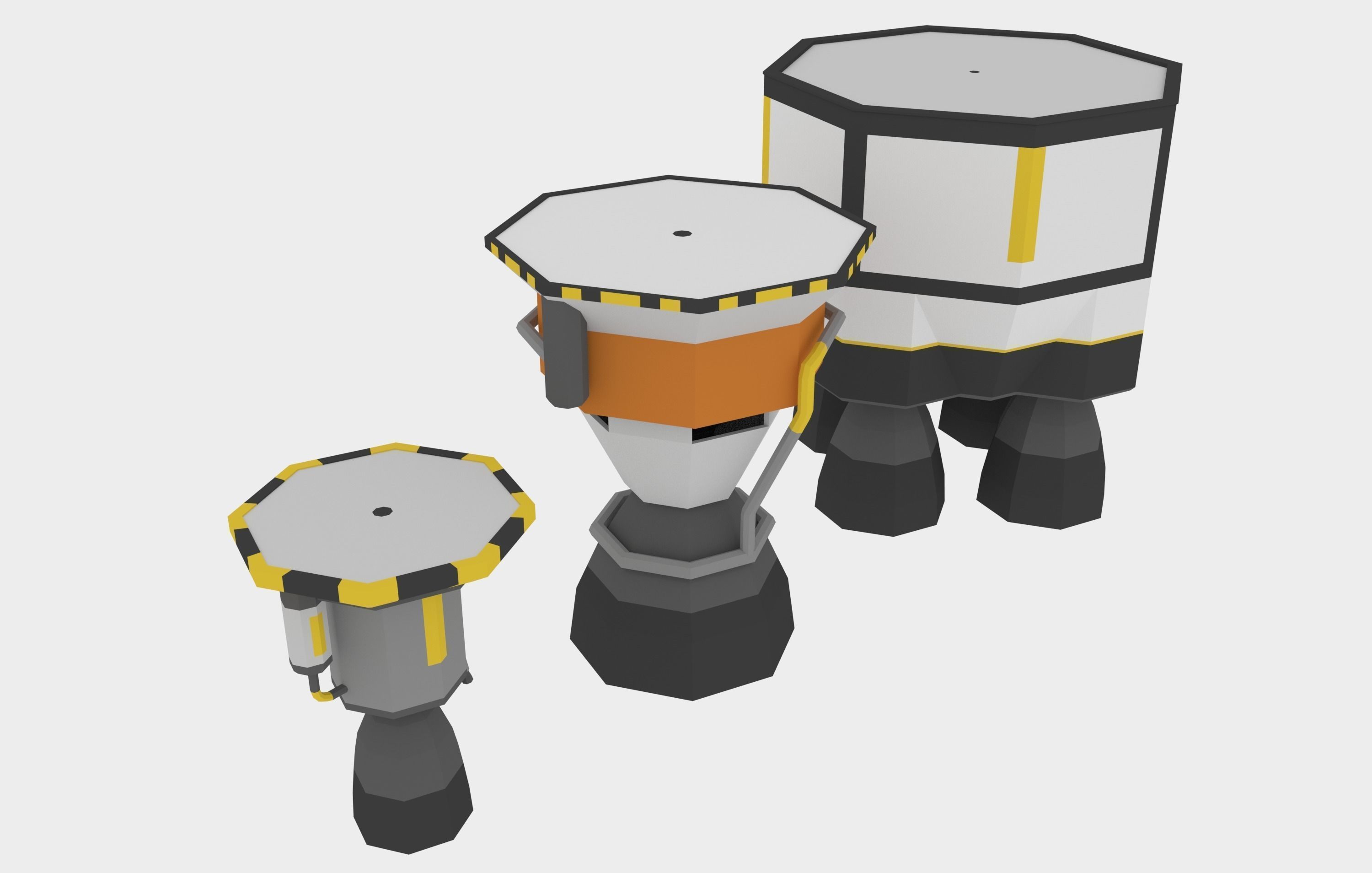 LowPoly Three Stage Rocket Low-poly 3D model_7