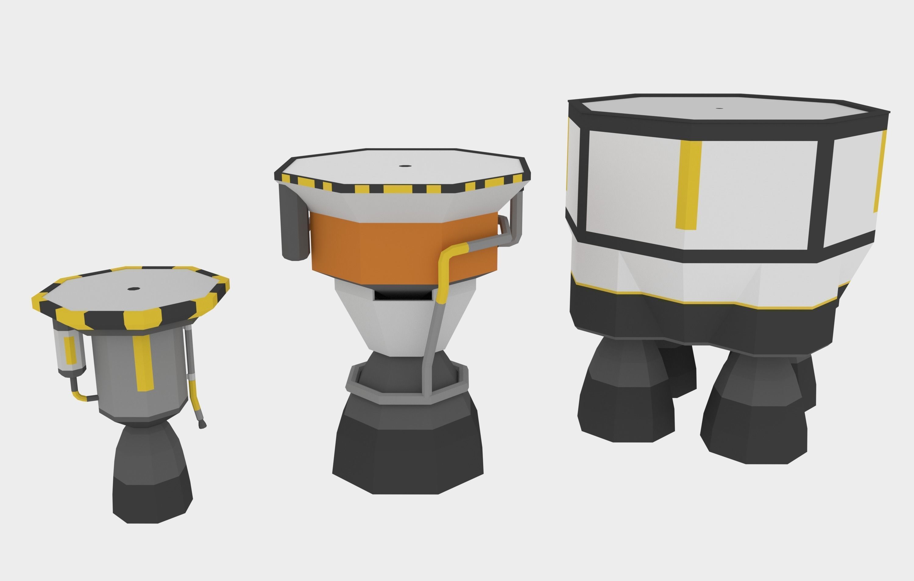 LowPoly Three Stage Rocket Low-poly 3D model_6
