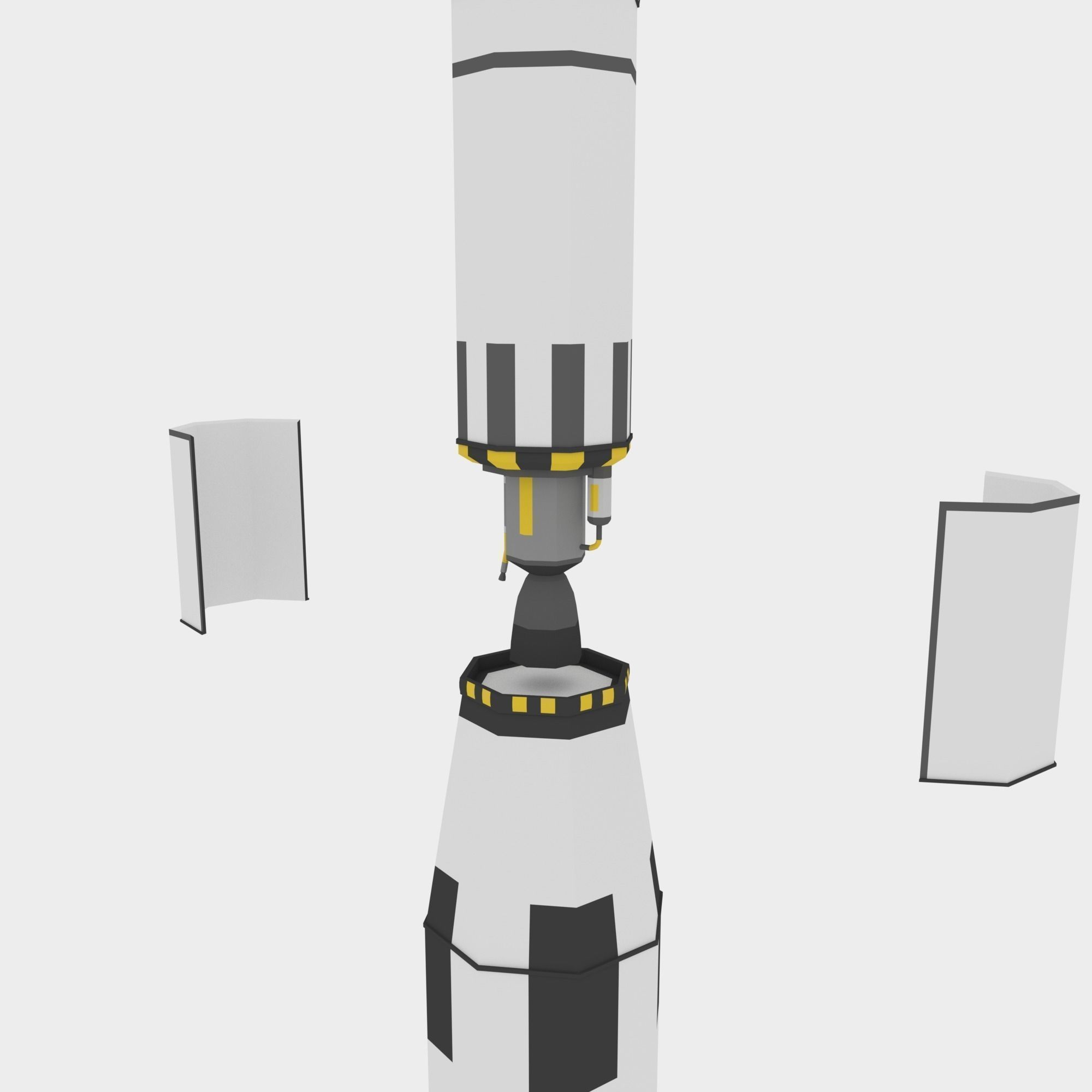 LowPoly Three Stage Rocket Low-poly 3D model_4