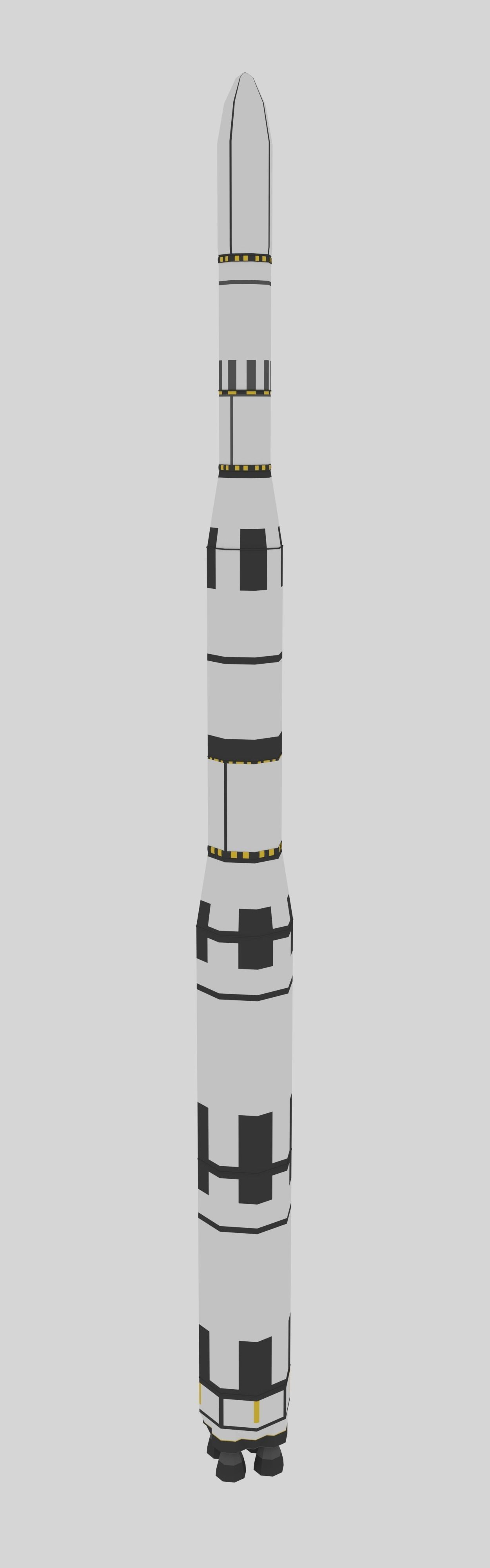 LowPoly Three Stage Rocket Low-poly 3D model_1