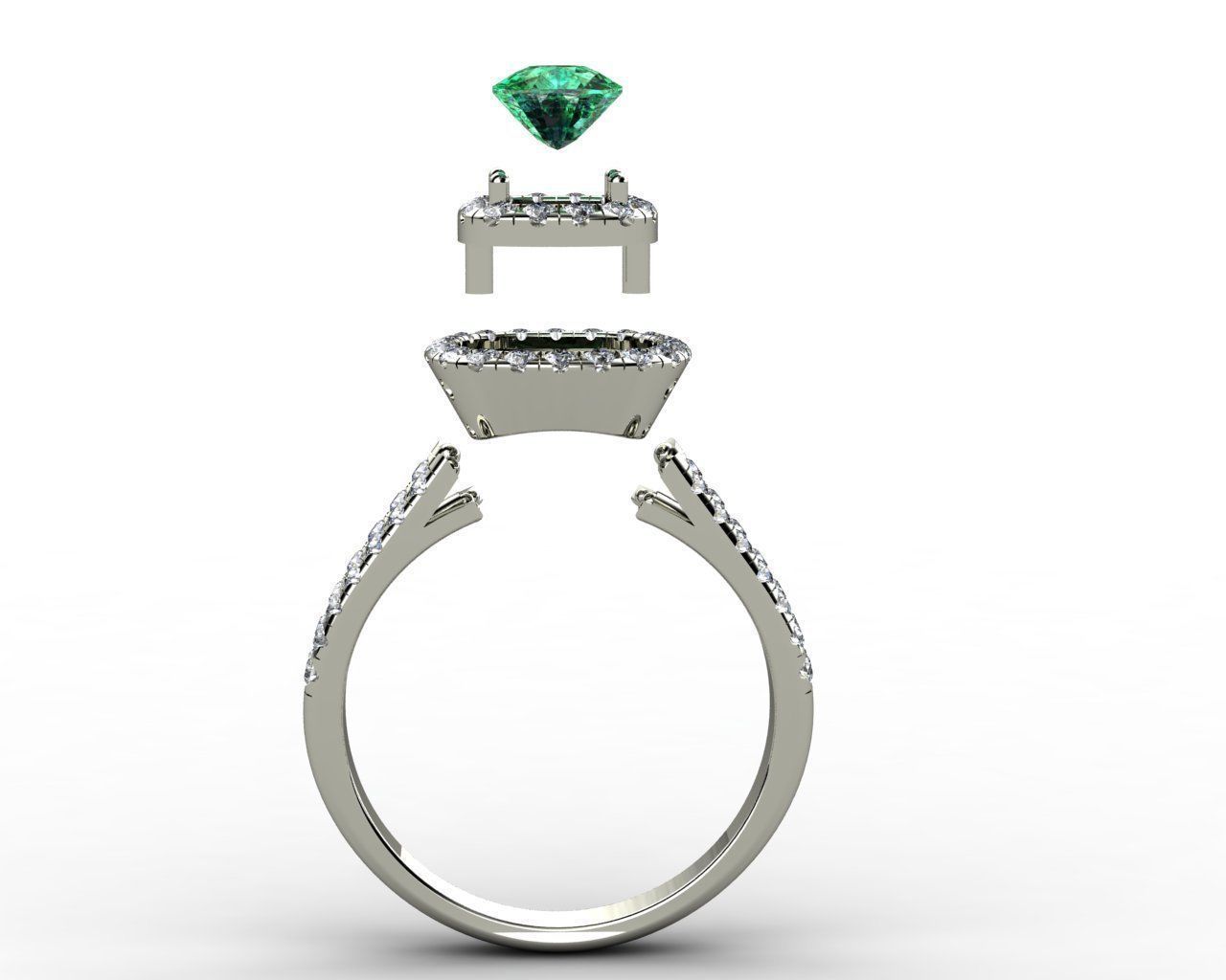 Cushion Emerald Rings 3D print model_8