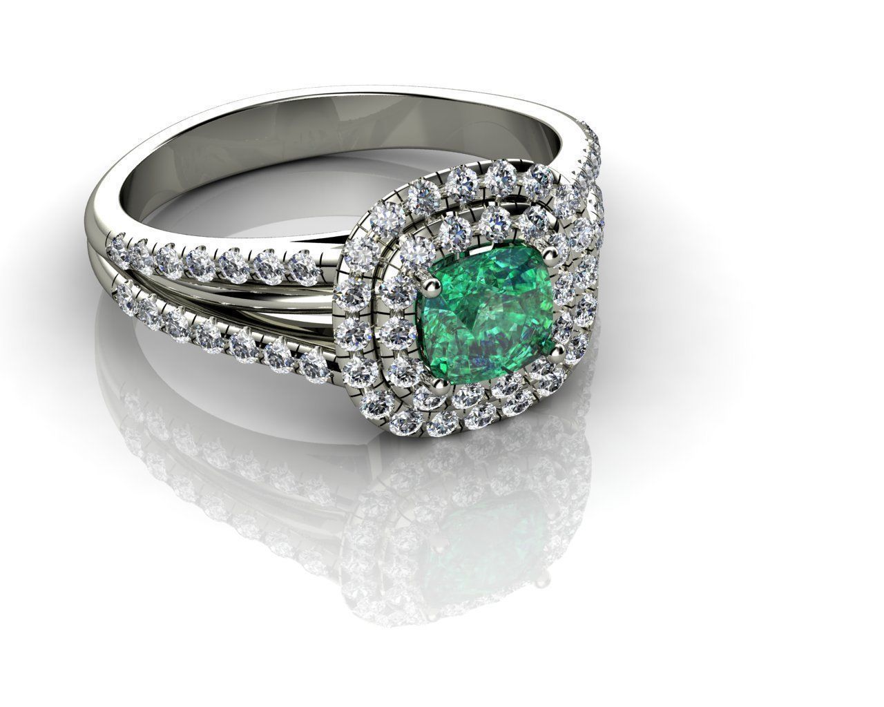 Cushion Emerald Rings 3D print model_4