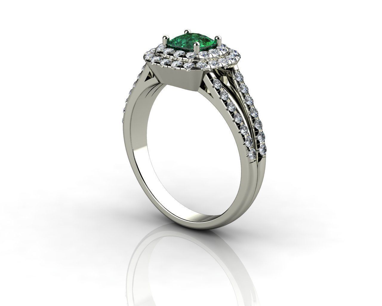Cushion Emerald Rings 3D print model_2