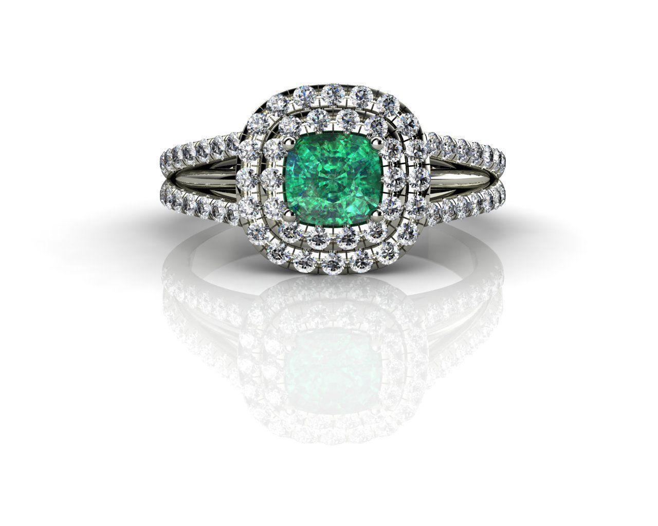 Cushion Emerald Rings 3D print model_3