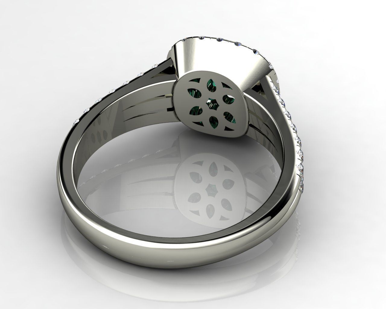 Cushion Emerald Rings 3D print model_6