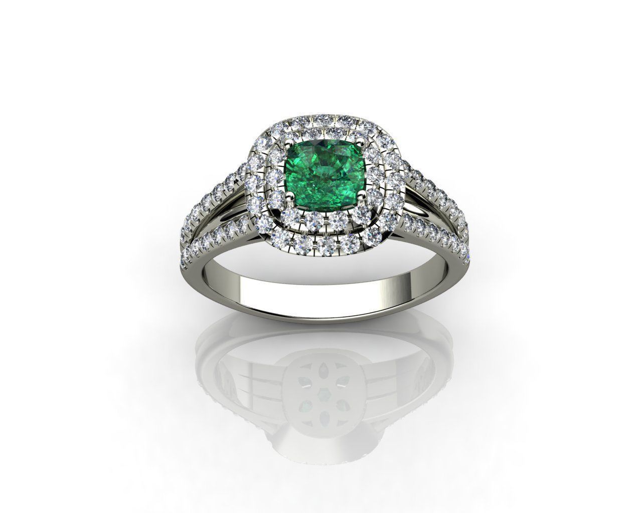 Cushion Emerald Rings 3D print model_1
