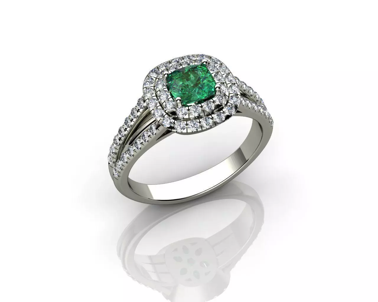 Cushion Emerald Rings 3D print model_0