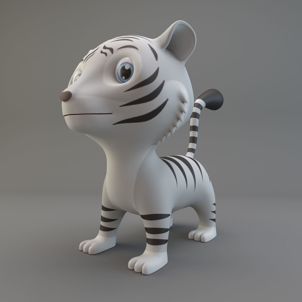White Tiger Low-poly 3D model_4