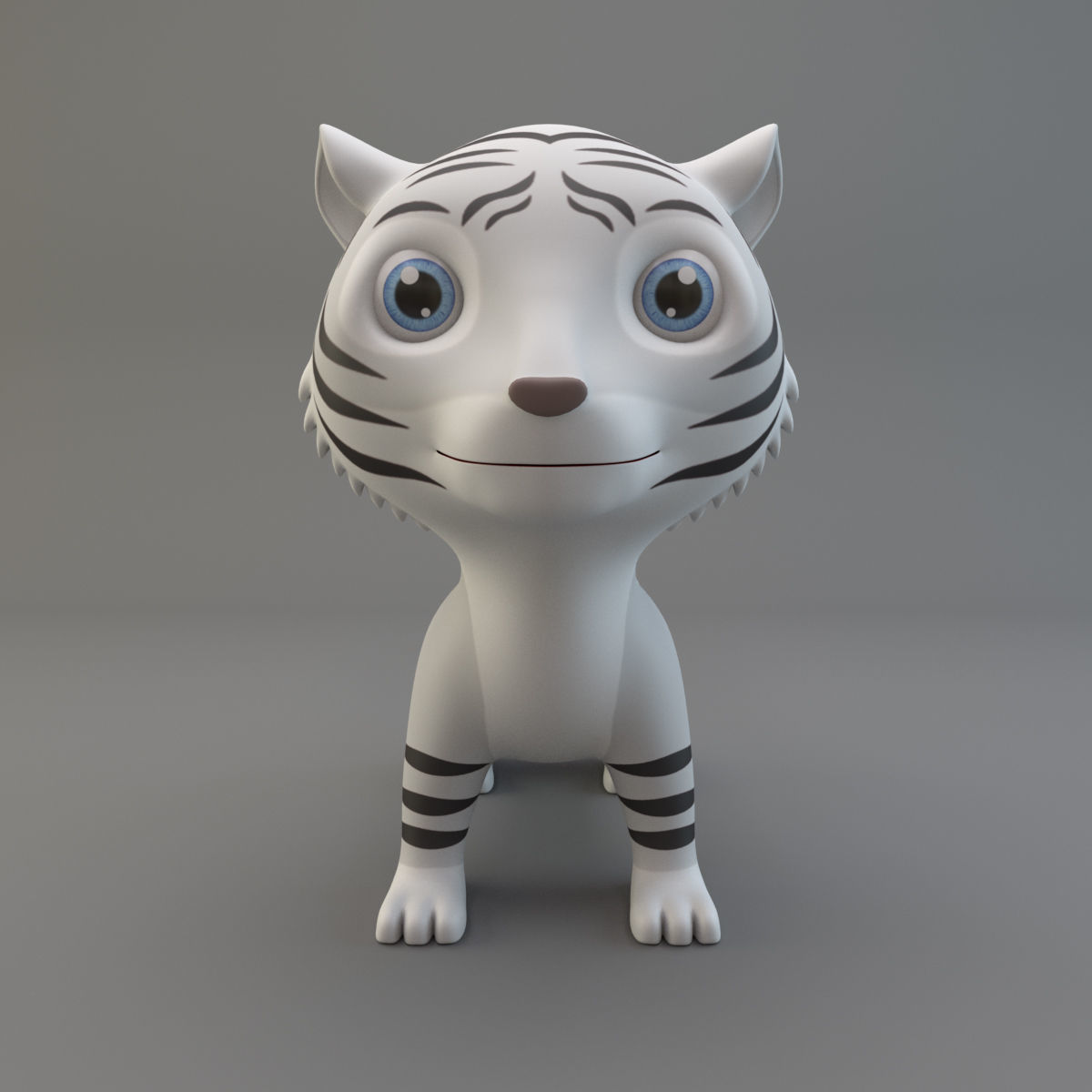 White Tiger Low-poly 3D model_1