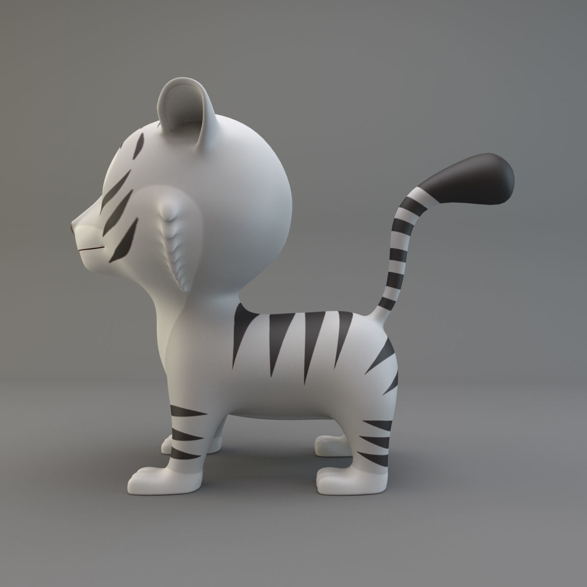 White Tiger Low-poly 3D model_3