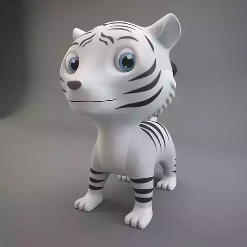 White Tiger Low-poly 3D model