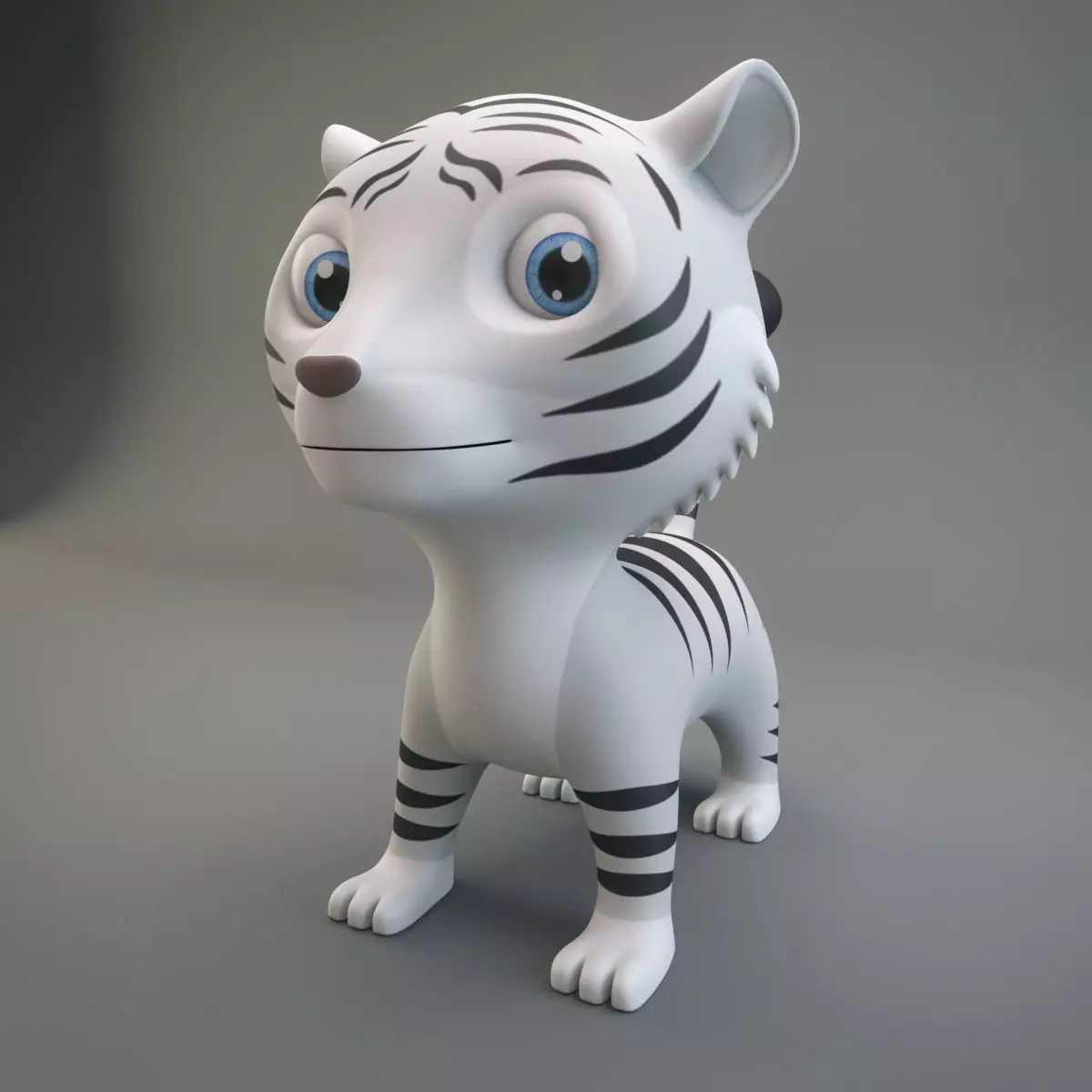 White Tiger Low-poly 3D model_0