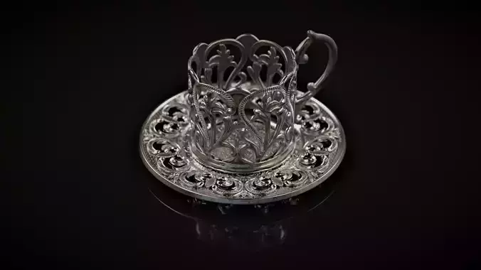 Antique silver glass and plate