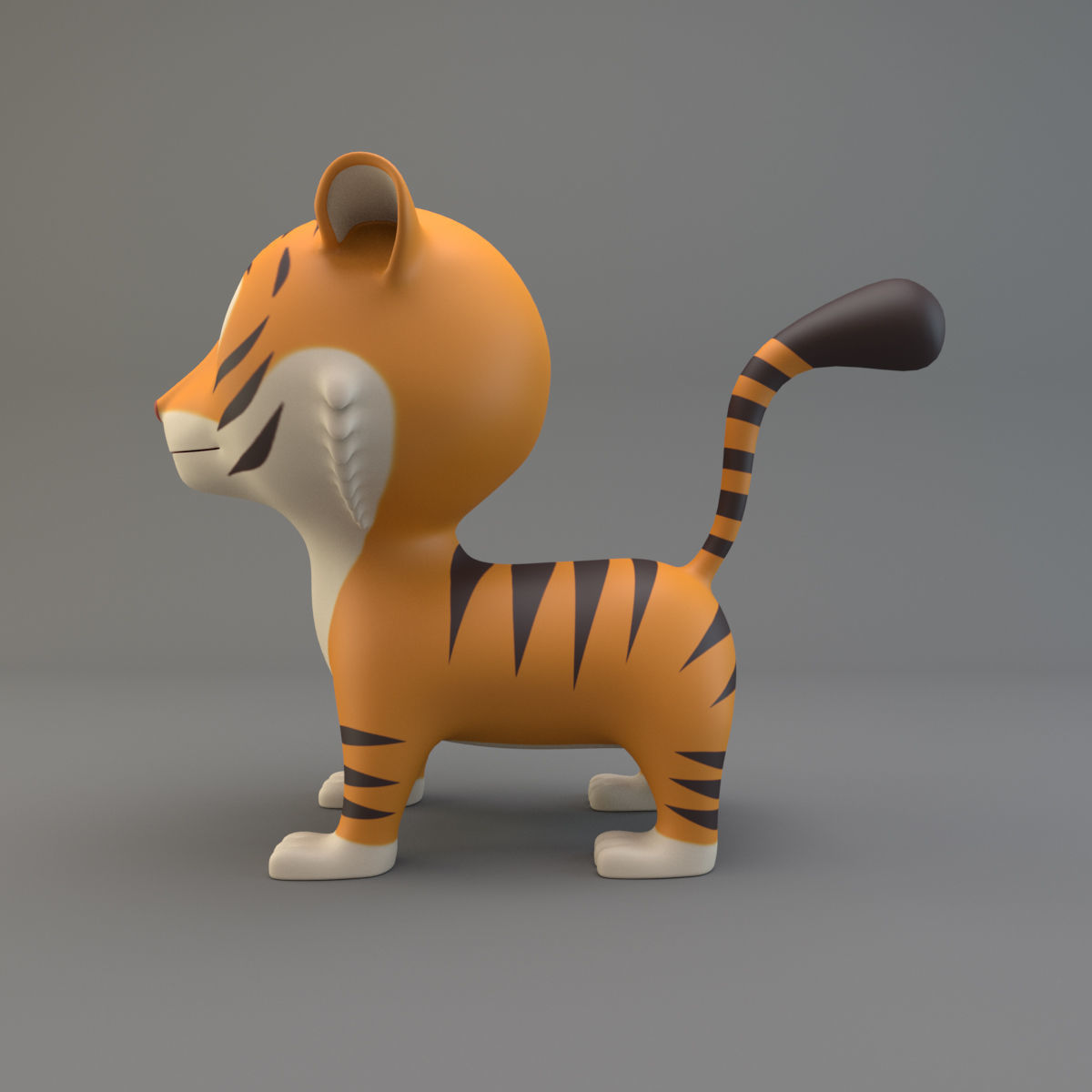 Cartoon Tiger Low-poly 3D model_5