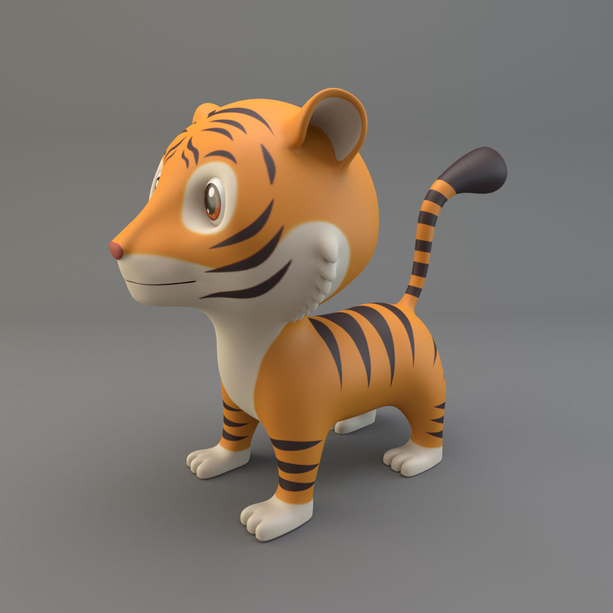 Cartoon Tiger Low-poly 3D model_1