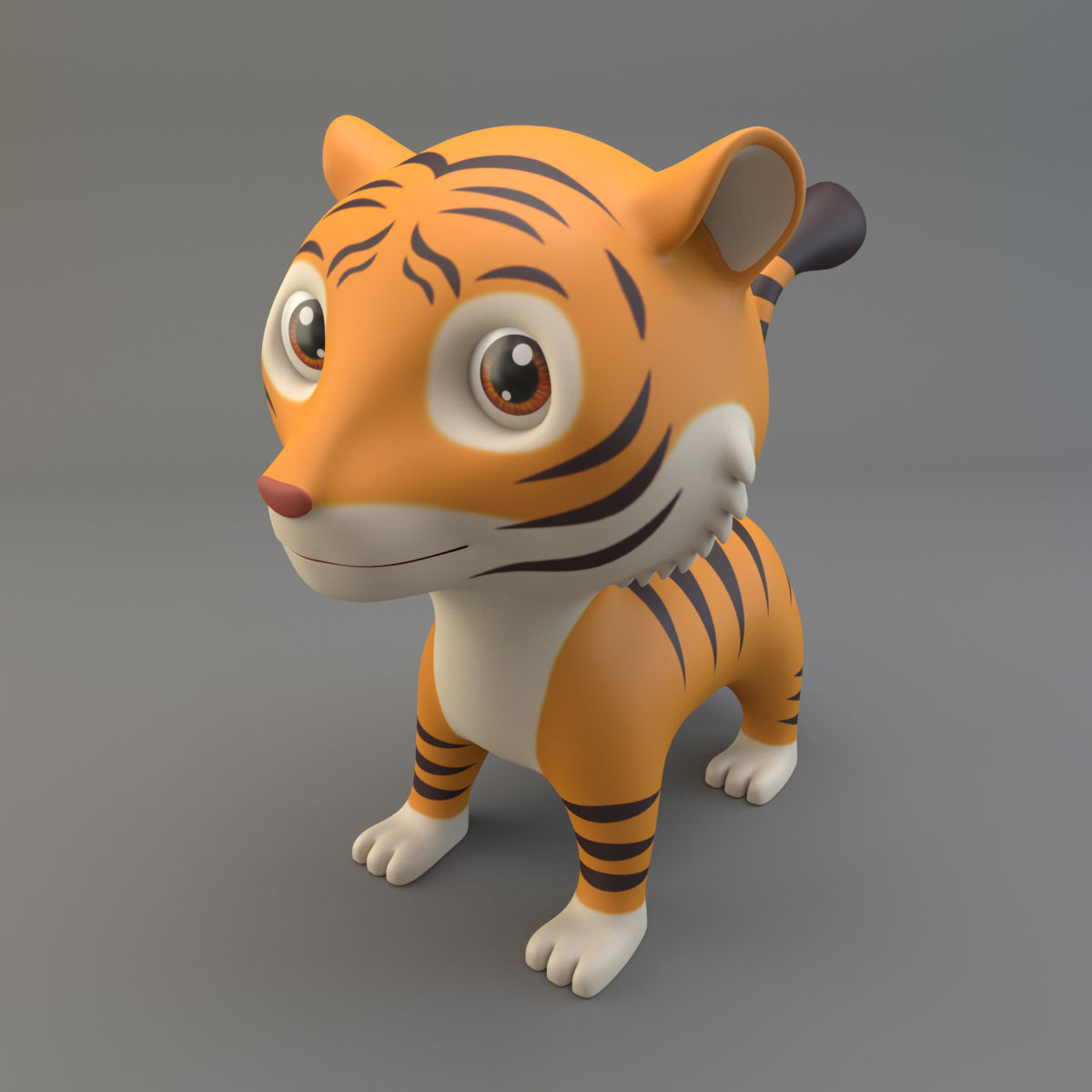 Cartoon Tiger Low-poly 3D model_6