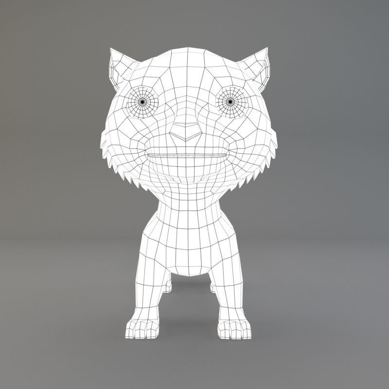 Cartoon Tiger Low-poly 3D model_2