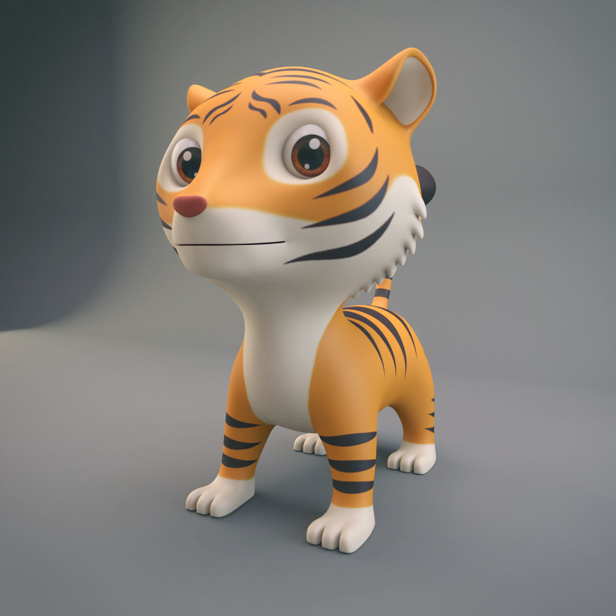 Cartoon Tiger Low-poly 3D model_7