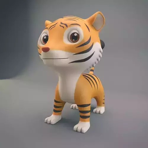 Cartoon Tiger Low-poly 3D model