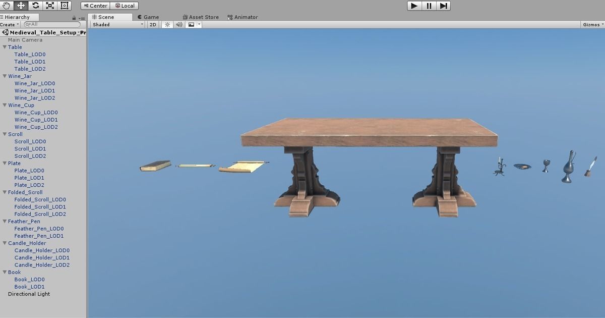 Medieval Table Setup Low-poly 3D model_8