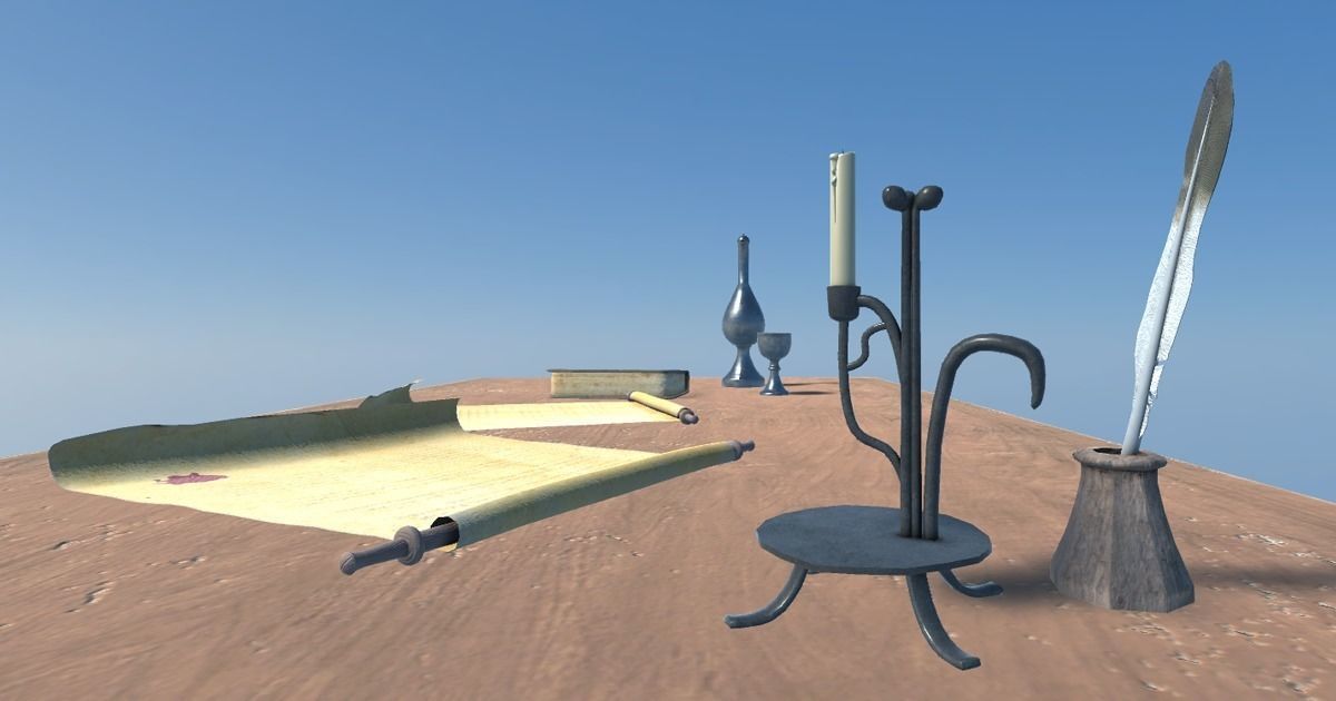 Medieval Table Setup Low-poly 3D model_5