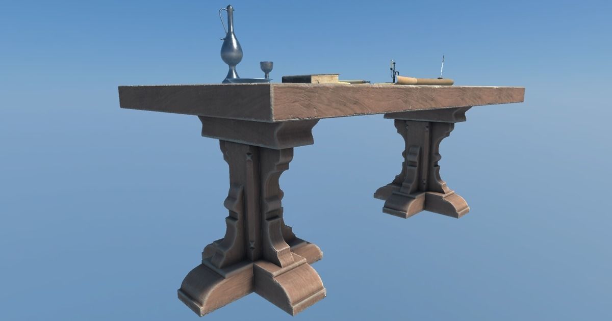 Medieval Table Setup Low-poly 3D model_3