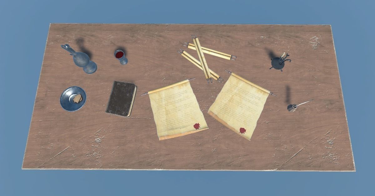 Medieval Table Setup Low-poly 3D model_7