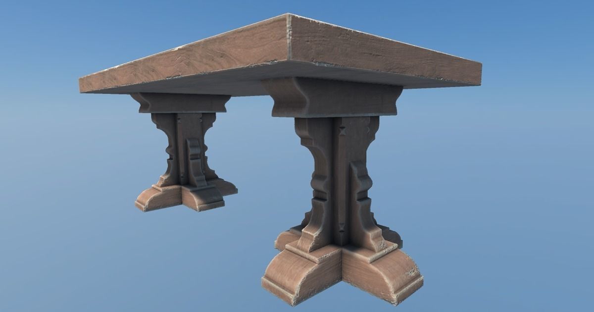 Medieval Table Setup Low-poly 3D model_4