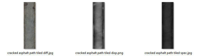 Cracked asphalt path 3D model_8