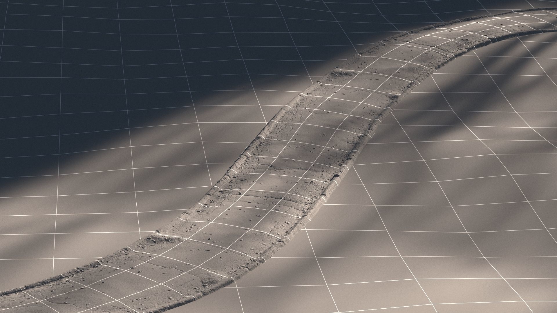 Cracked asphalt path 3D model_3