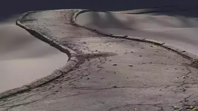 Cracked asphalt path 3D model