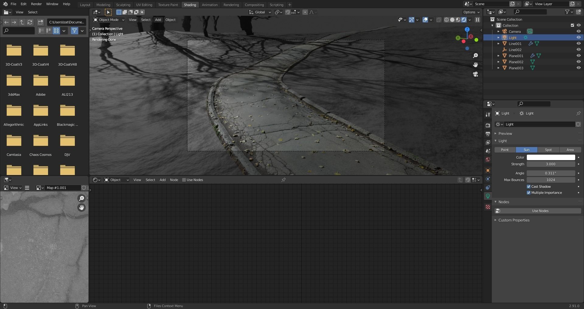Cracked asphalt path 3D model_9