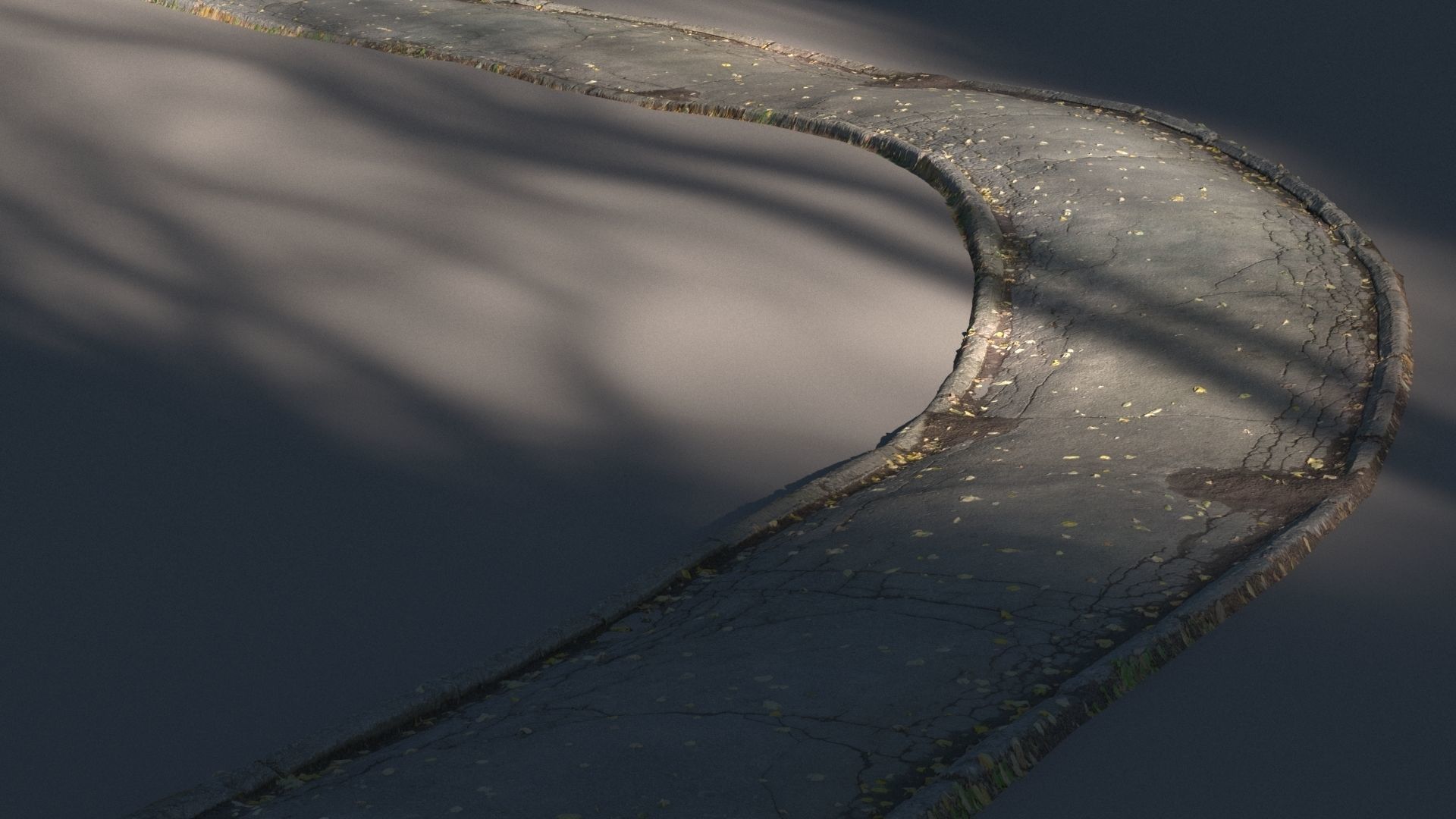 Cracked asphalt path 3D model_6
