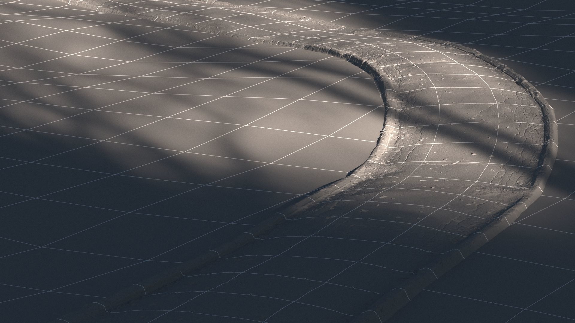 Cracked asphalt path 3D model_7