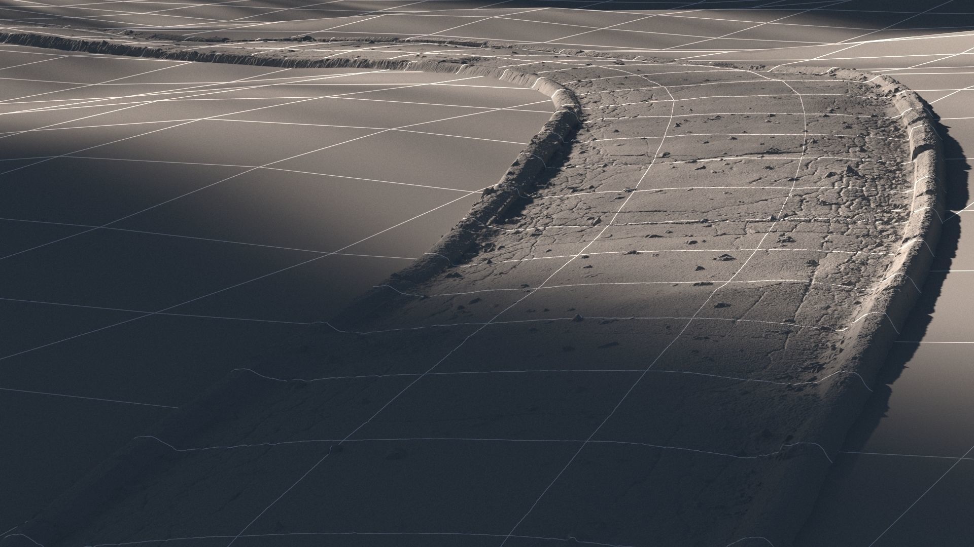 Cracked asphalt path 3D model_5