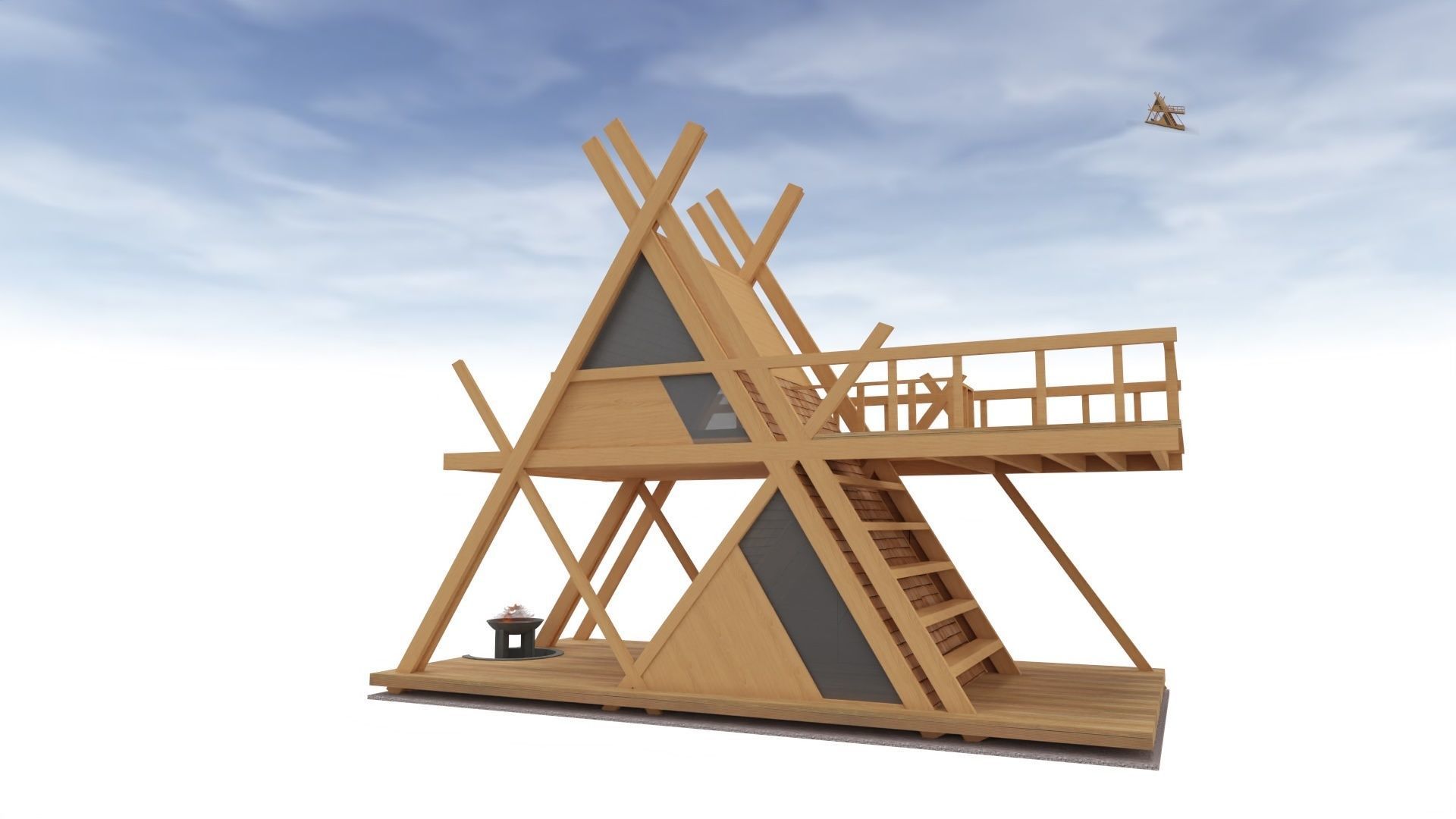 glamping MOD perfect for nature camping resort Low-poly 3D model_12