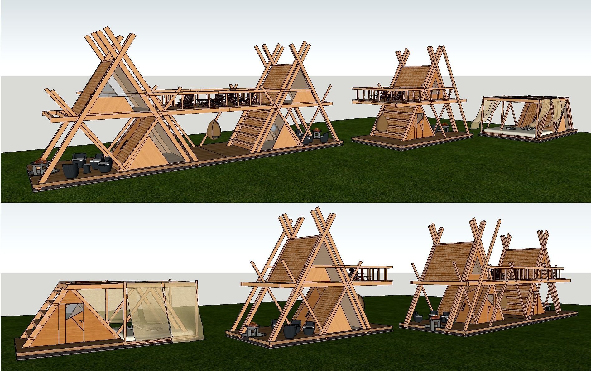 glamping MOD perfect for nature camping resort Low-poly 3D model_6