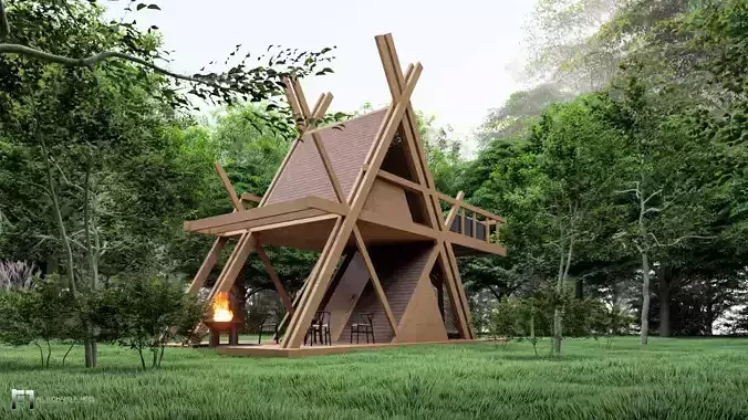 glamping MOD perfect for nature camping resort Low-poly 3D model