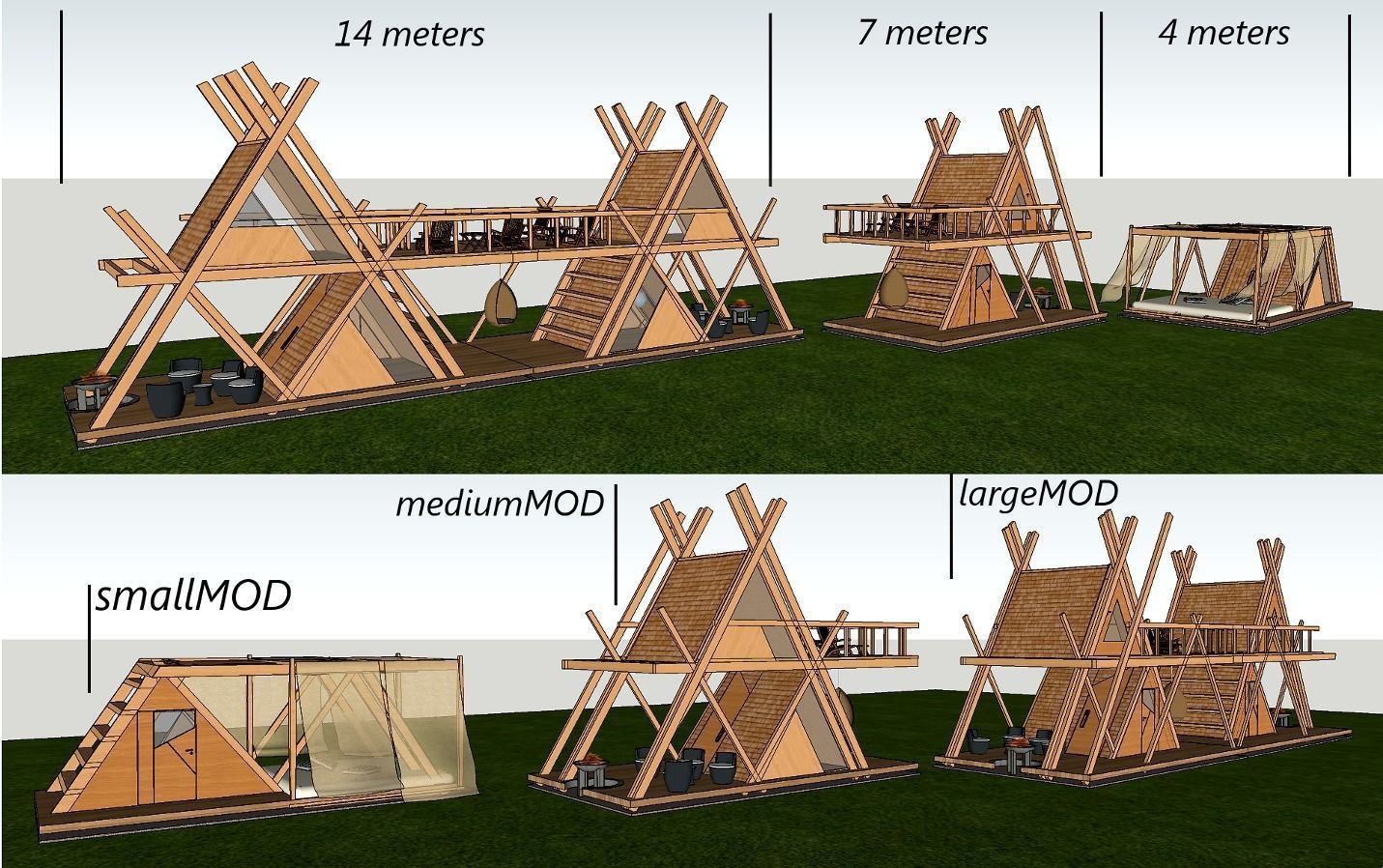 glamping MOD perfect for nature camping resort Low-poly 3D model_2