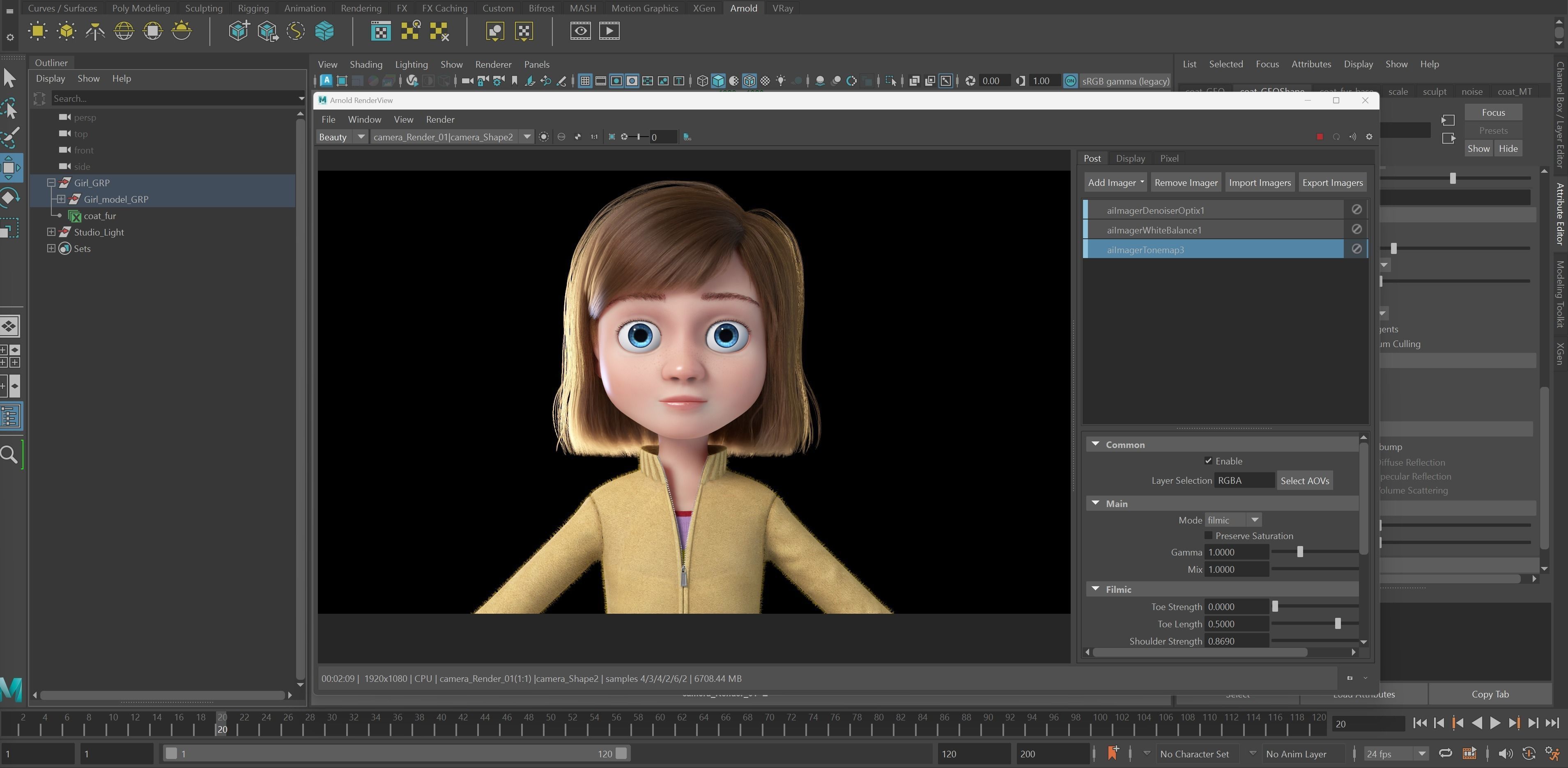 Cartoon Girl NoRigged 3D model_27
